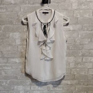 Elegant White Ruffle Sleeveless Top